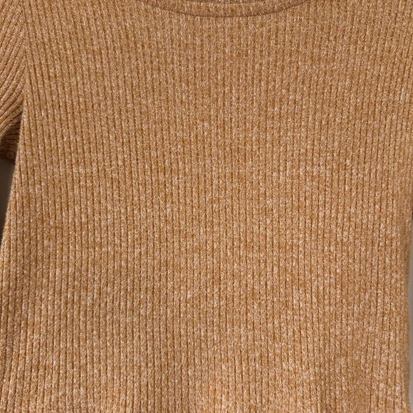 American Eagle Orange Yellow Tan Cropped Ribbed Long Sleeved Scoop Neck Shirt M - Picture 3 of 6